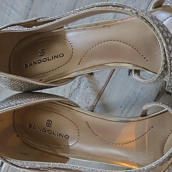 Bandolino Glittering Rhinestone Silver Strappy Open Toe Heels Rhinestone - Picture 4 of 13